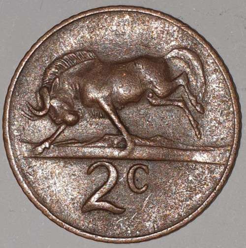 1965 ENG - 2 CENT COIN (TWO CENT COIN) - RSA - BRONZE - KM#66.2 - WILDEBEEST